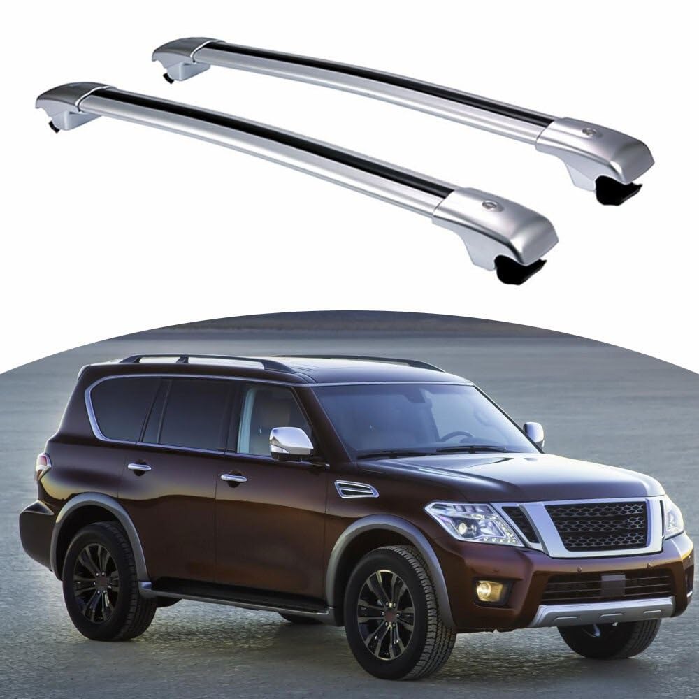 Stały reling dachowy Pasuje Do Nissan Armada Patrol Y62 2017-2024 2 Szt. Poprzeczka Regulowana Relingi Dachowe Zamykane Relingi Bagażowe Lekki bagażnik dachowy(Black)