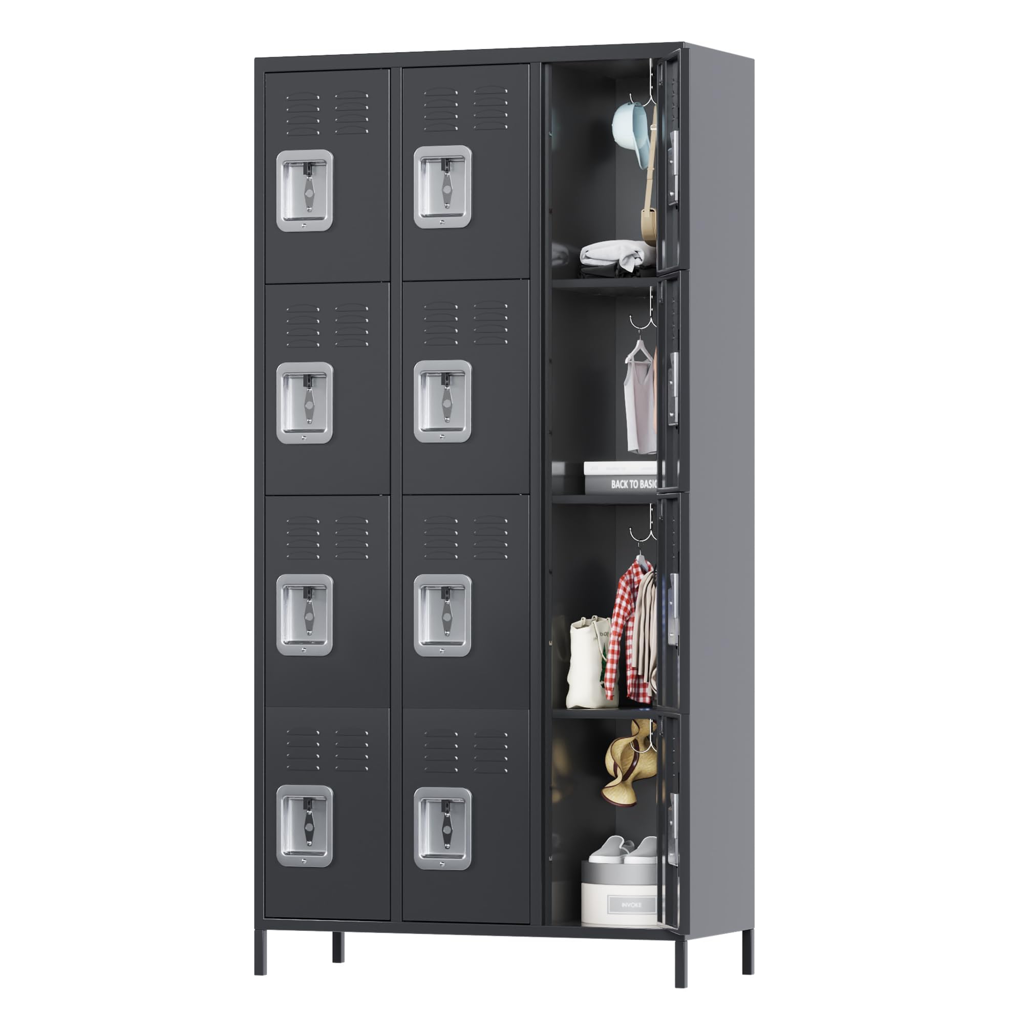 SPKAPO Metal Locker for Employees,Steel Storage Locker with 12 Doors,Metal Storage Locker for School Office Gym Bedroom,Assembly Required (12 Door-Dark Grey)