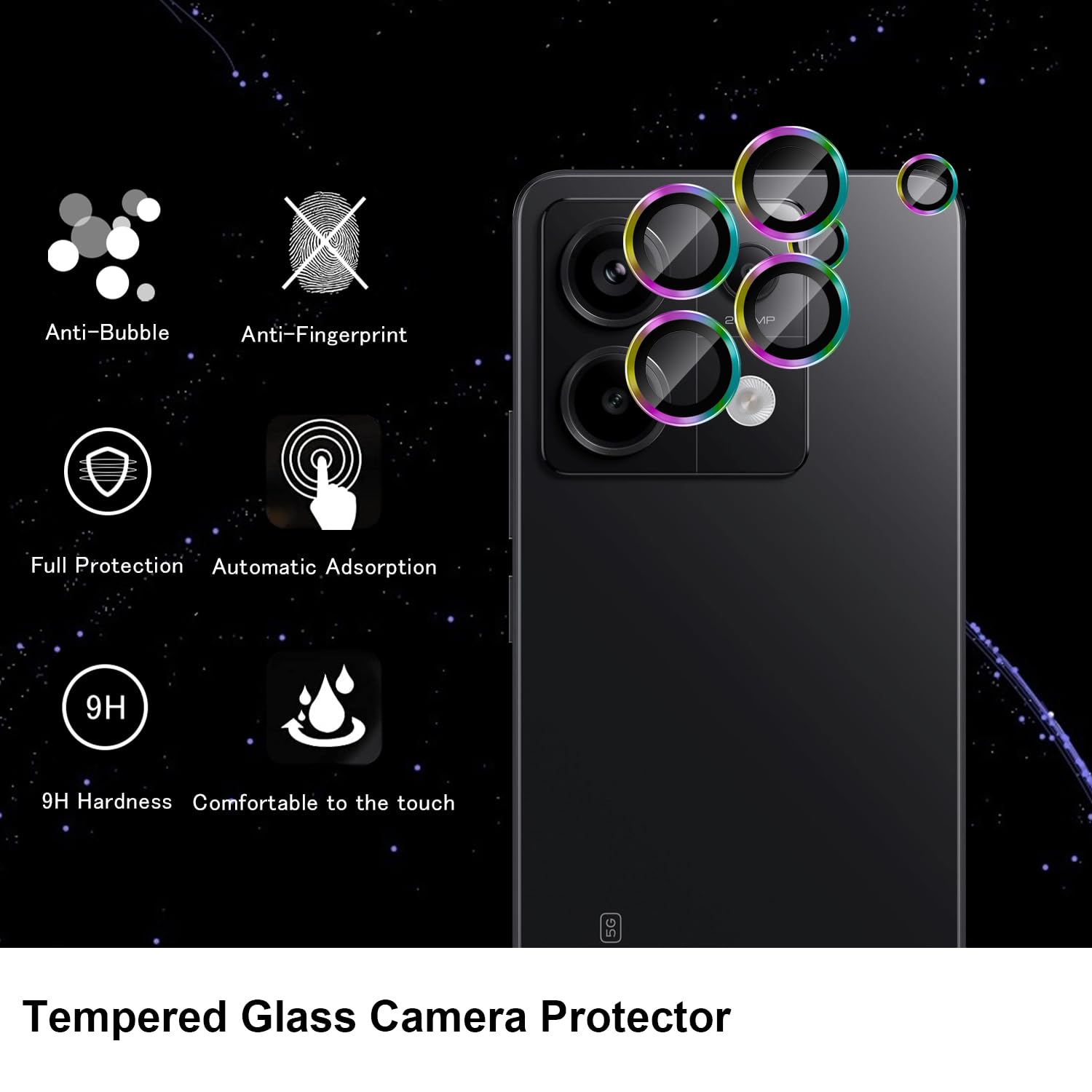 Pellicola Vetro Temperato Per Fotocamera Posteriore Xiaomi Redmi NOTE 13 Pro 5G - Antigraffio 9H - 2 Pezzi