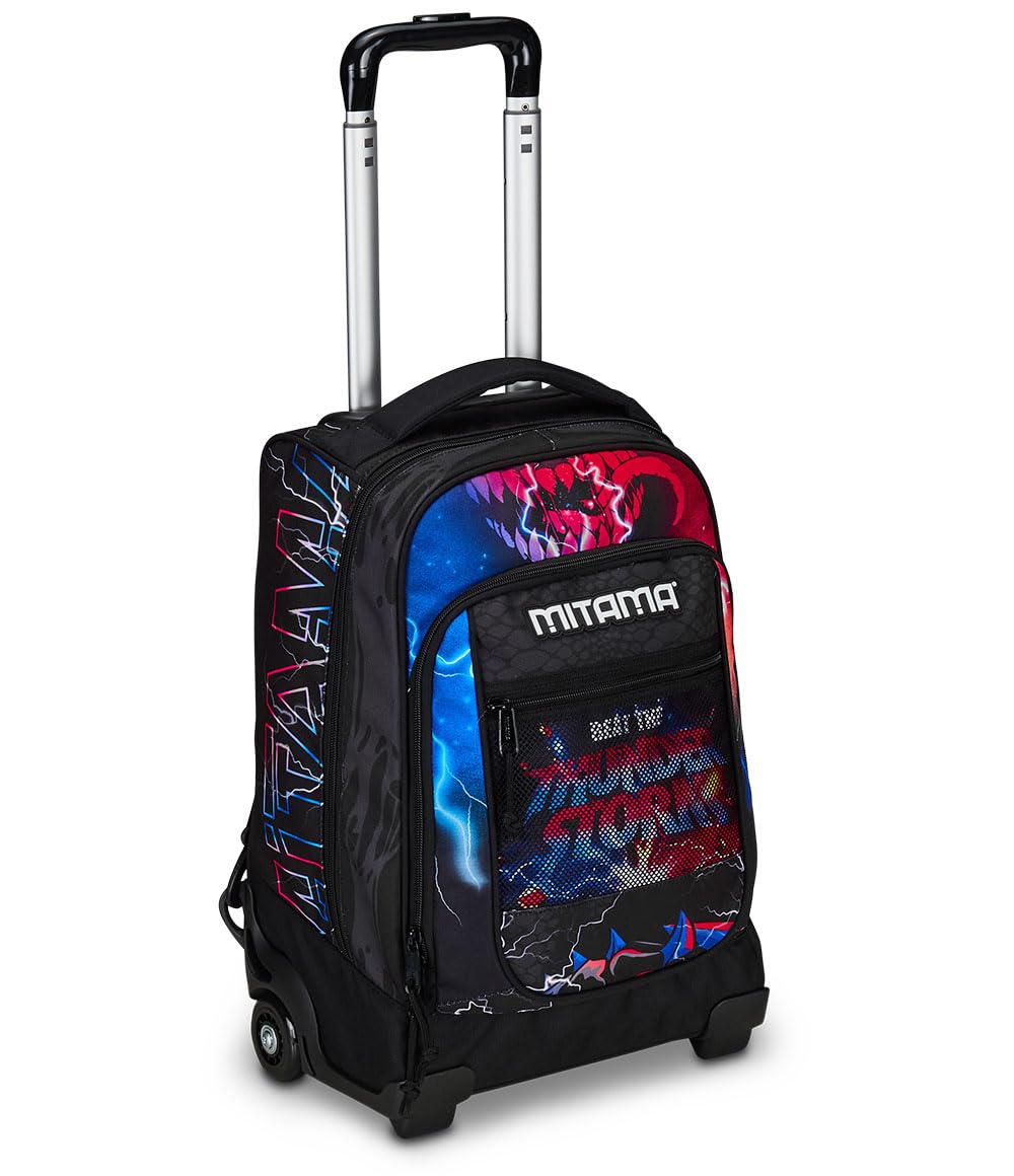 Mitama Trolley DR Junior Scuola Road To Win,Con Mega Scomparto e Doppia Maniglia, Nero e Rosso, Scuola Elementare e Tempo Libero, Bambino Ragazzo