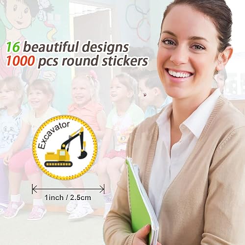 Miniatura 5 de Rollo de 1000 calcomanías de construcción para niños, vehículos, automóviles, camiones y orinal para niños pequeños y adolescentes