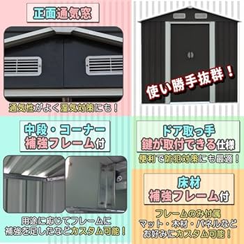 Amazon | G&G 物置 屋外 小型 屋外物置 メタルシェッド 196 195