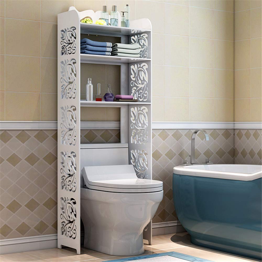 Bathroom Shelves Bathroom Space Saver Over The Toilet 3 Shelves Freestanding Delicate Hollow Bathroom Storage Cabinet for Home