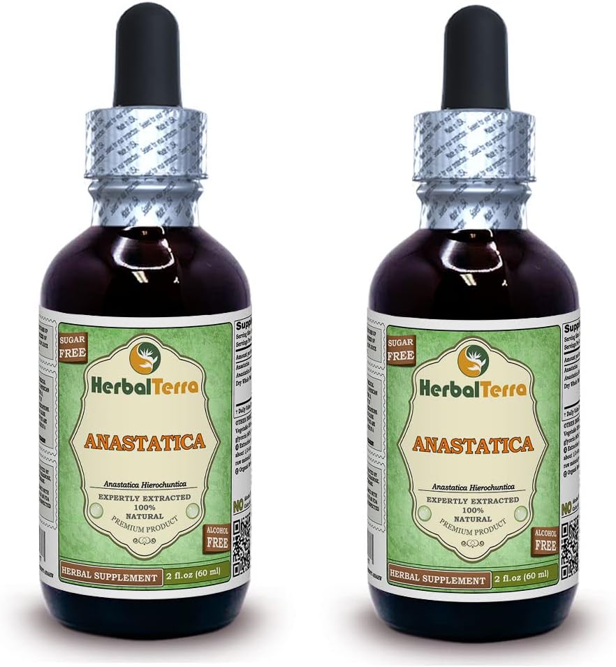 Anastatica, Khus (Anastatica Hierochuntica) Dried Whole Plant Alcohol-Free Liquid Extract (Brand Name: HerbalTerra, Proudly Made in USA) 2x4 oz