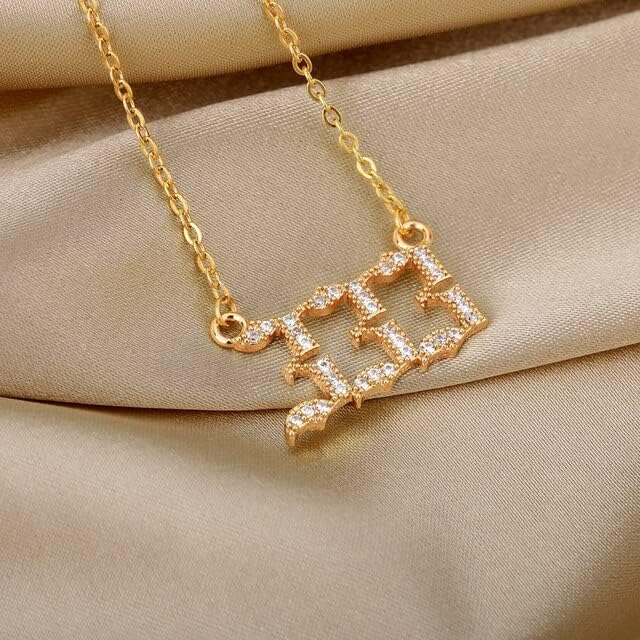 Angel Number Necklace for Women 18K Gold Plated Crystal Pendant Stainless Steel Silver Numerology Jewelry 111 222 333 444 555 666 777 888 999 Lucky Numbers Personalized Gift for Mother and Daughter - Image 5