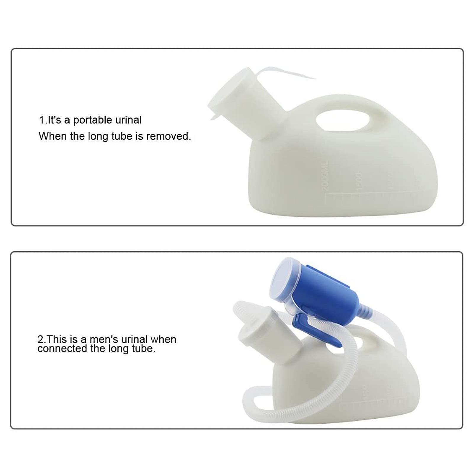 Botellas de orina portátiles masculinas for hombres -2000ML Soporte de almacenamiento de orina portátil Colector de urinario con tapa for viajes en automóvil Camping Conveniente y práctico urina