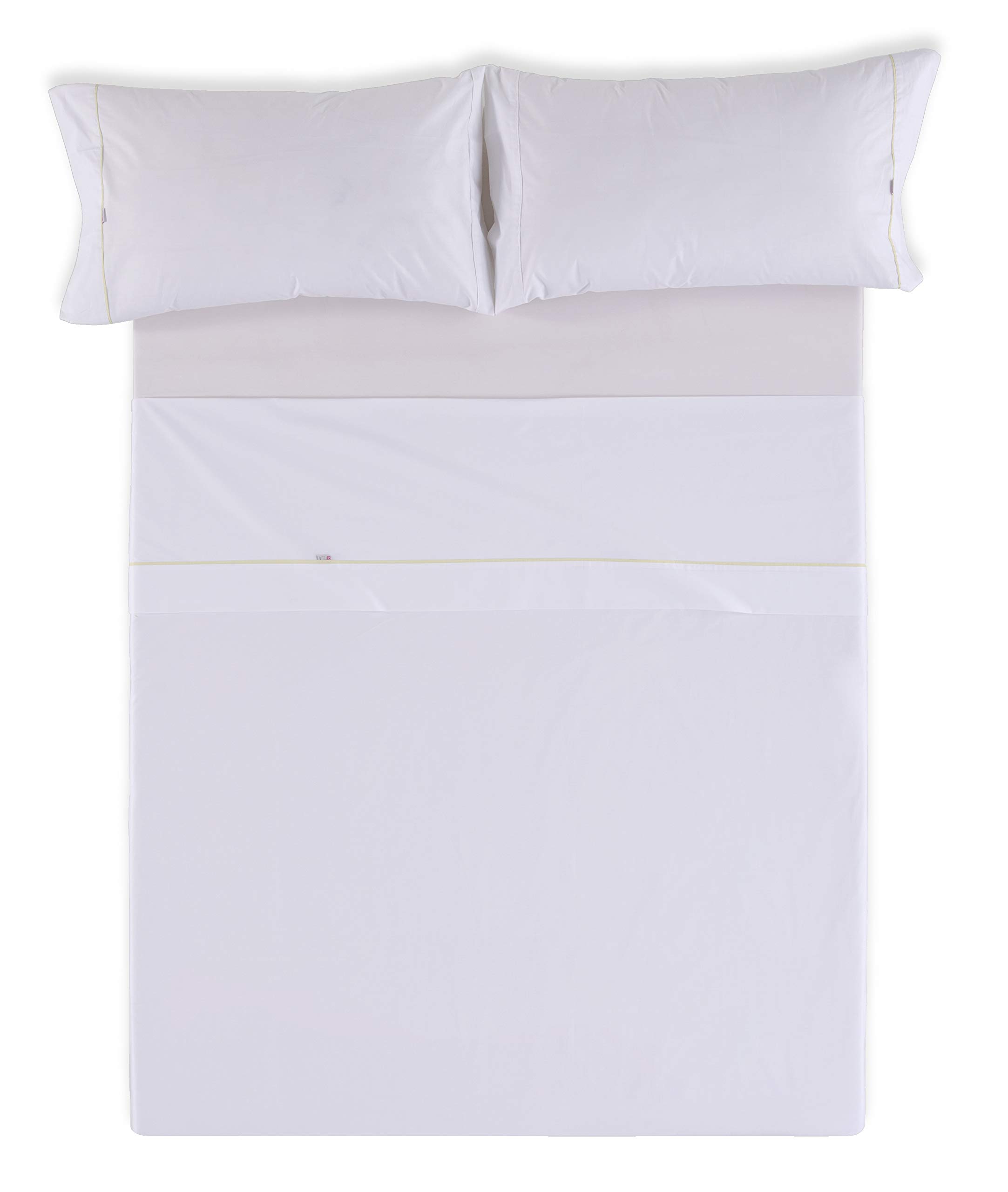 Juego de sábanas color blanco Cama de 180 (4 piezas) - 100% algodón - 144 hilos. Gramage: 115