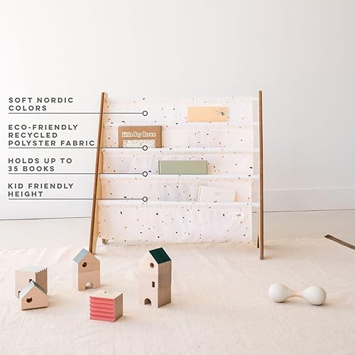 Miniatura 72 de 3 Sprouts Estantería de tela reciclada para niños, organizador de libros de 4 niveles, estantería de madera para guardería, sala de juegos, aula,