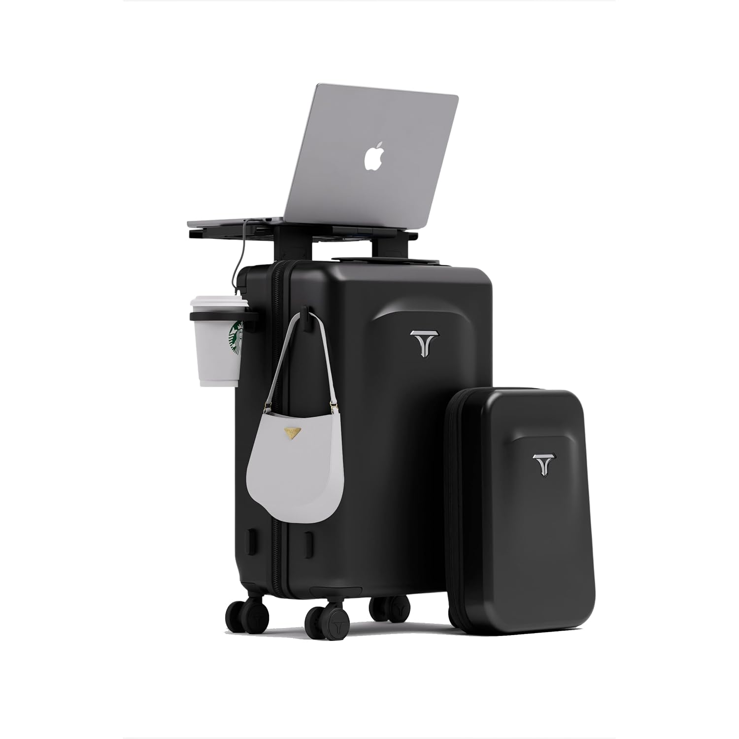 TRAMORA Carry-on PRO (56cm) Cabin Trolley Bag & Free Backpack, Laptop Stand, Combination Lock, Phone Stand, Cup Holder, 8 ...