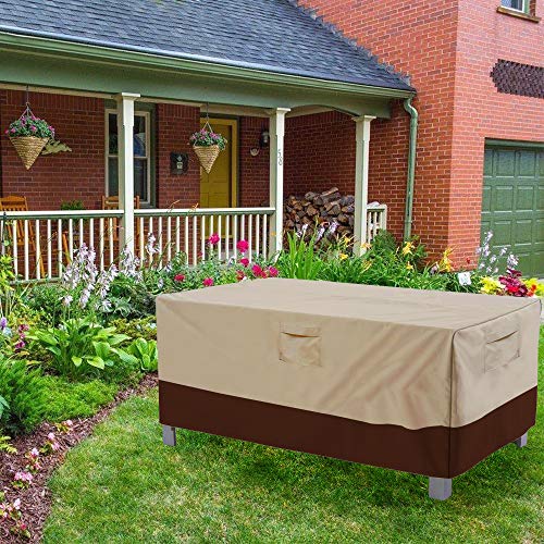 Vailge Veranda Rectangular/Oval Patio Table Cover, Heavy Duty And Waterproof Outdoor Lawn Patio Furniture Covers, X-Large Beige & Brown #TOP7