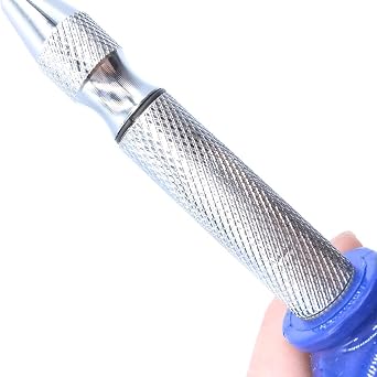 5 inch Spring-Loaded Automatic Steel Center Hole Punch Marker Scriber for Wood, Metal, Plastic, Car Window Puncher Breaker Tool with Adjustable Impact and Palm Cushion Cap