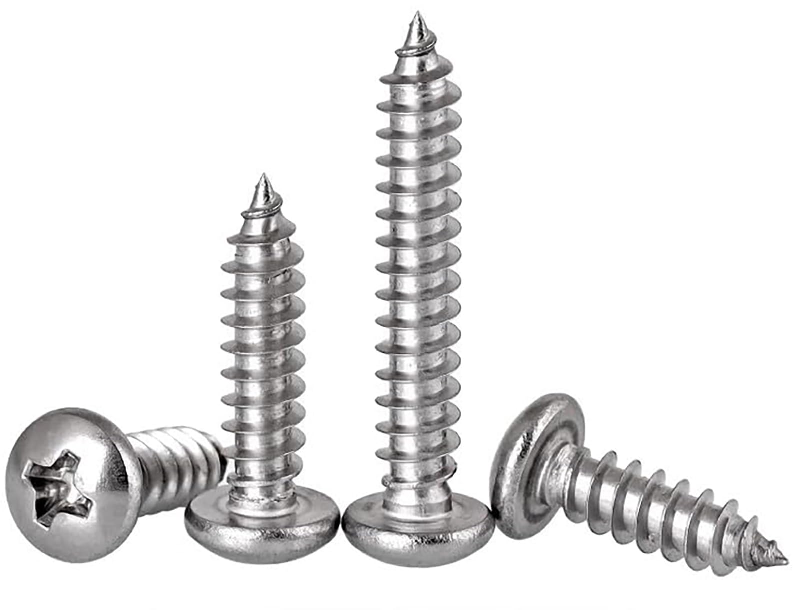 M2.6×6mm Phillips Pan Head Wood Screws 304 Stainless Steel Self-Tapping Screws Full Thread for Wood/Sheet-Metal/Plasterboard/Photo frame(100pcs)