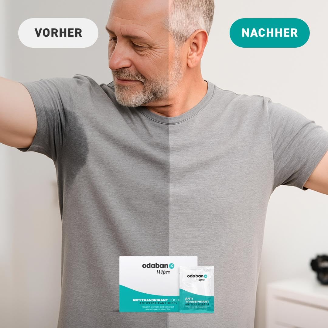 odaban® Set Antitranspirante y Desodorante – Gel + Toallitas | control del sudor y del mal olor en rostro, manos, pies, axilas y espalda | gel de rápida absorción y toallitas monodosis, unisex