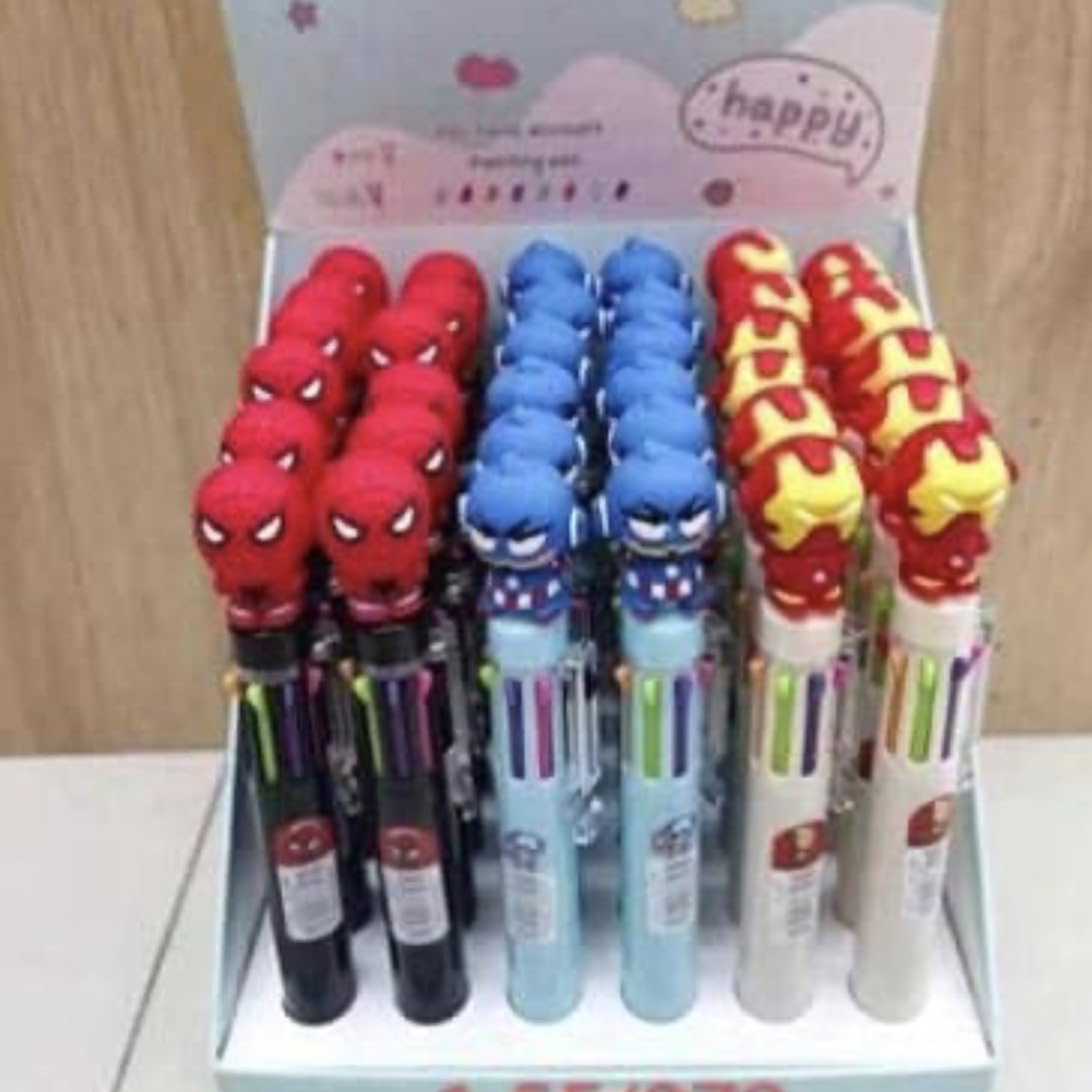 GoMerryKids 3 Pcs Cute Super Hero Figure Gel Pen Set Return Gift for Boys Kids - Image 2 thumbnail