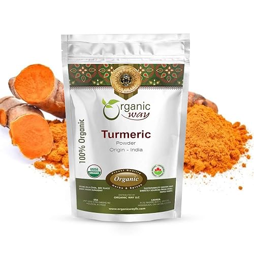 Organic Way Polvo de raíz de cúrcuma y Haldi de alta calidad (cúrcuma longa), potenciador de inmunidad, certificado orgánico y kosher, vegano, sin