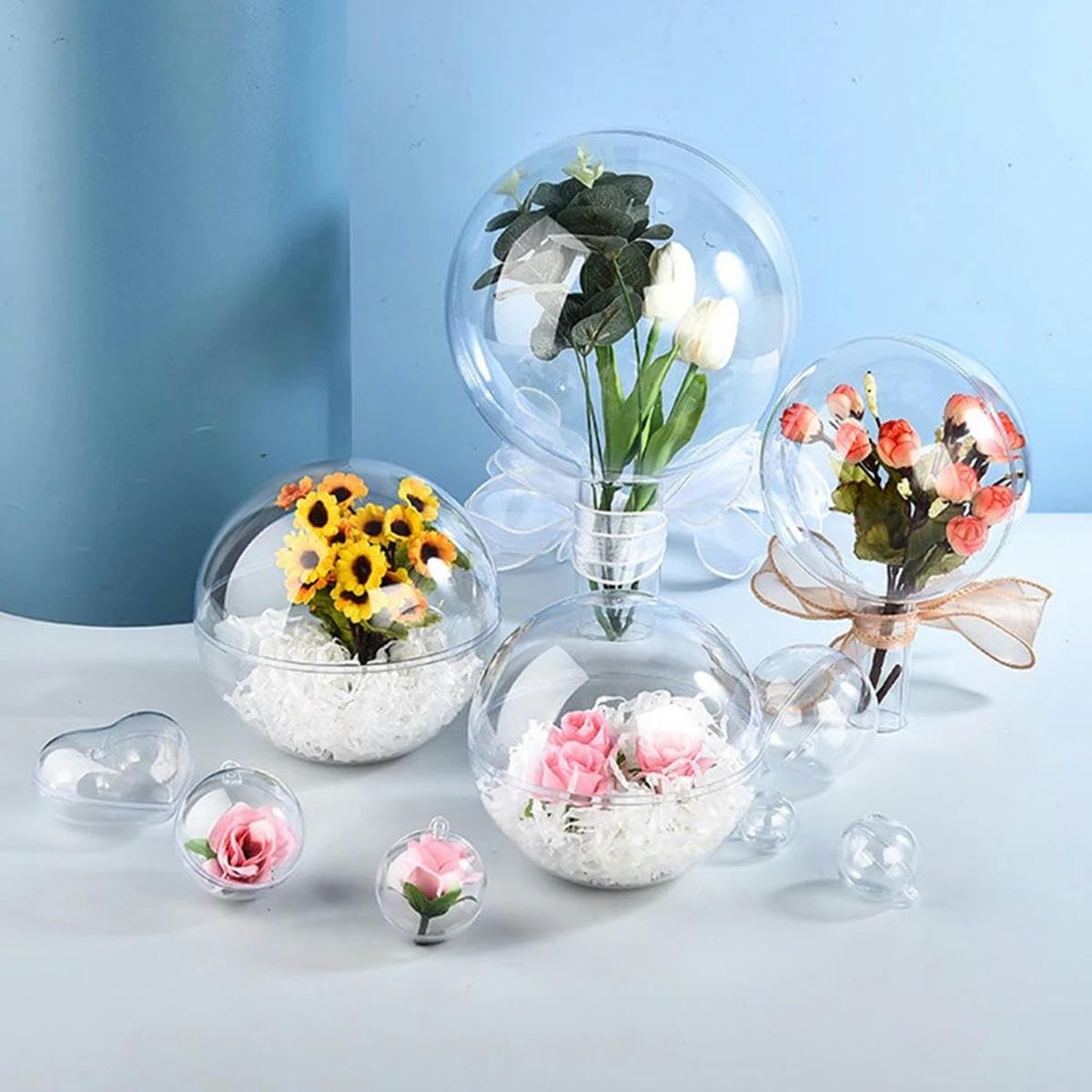 Bola de Adornos rellenables Transparentes de Navidad, Bola Redonda Transparente para Manualidades, Tema Decorativo del Festival para decoración del árbol de Navidad-20PCS-10CM