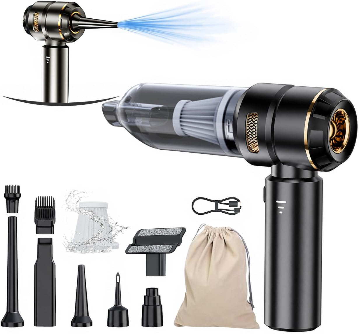 houscly Car Vacuum Cordless Mini Handhled 4-in-1