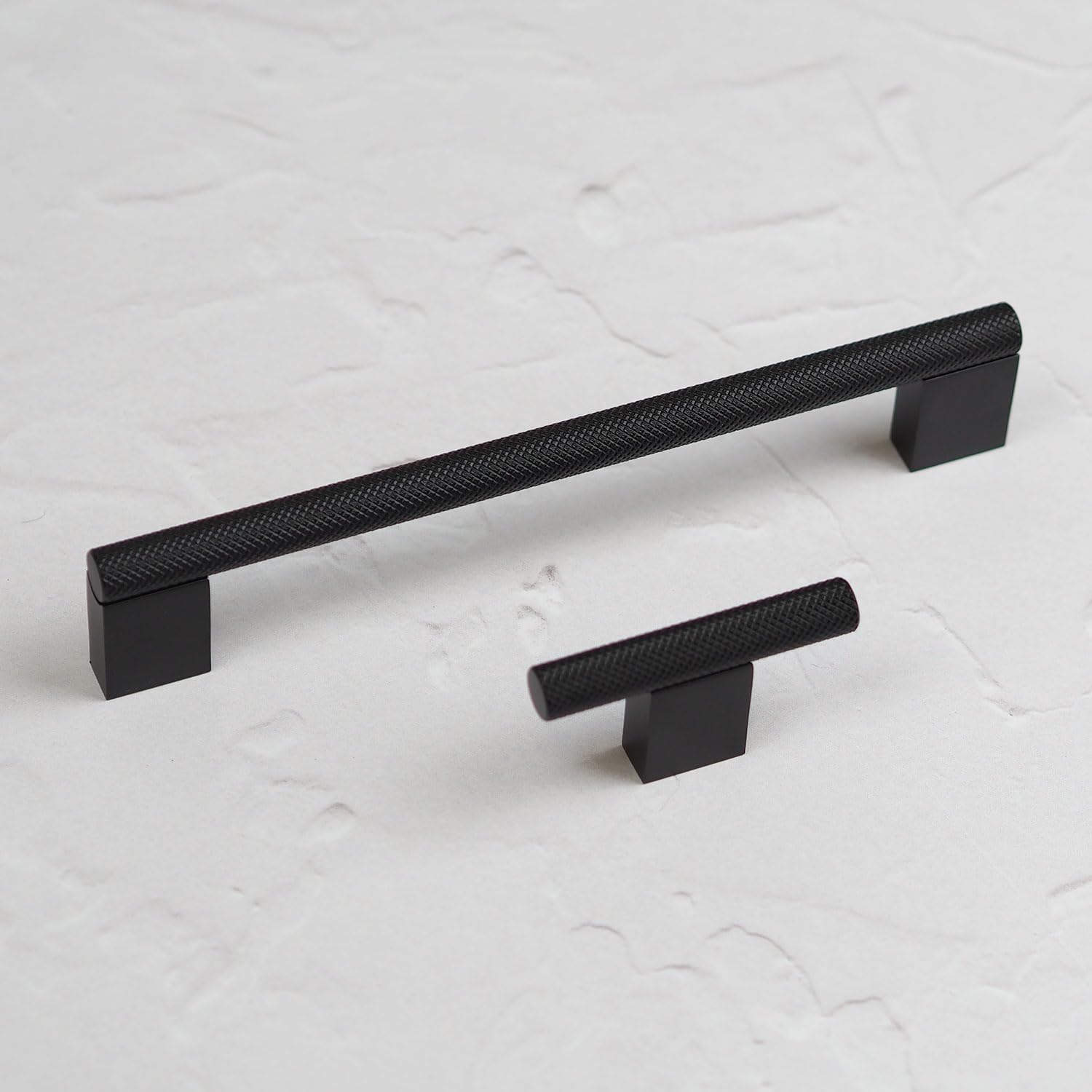 60mm Textured Knurled Matt Black Kitchen Knob Handle Cabinet Door Drawer Furniture Pull