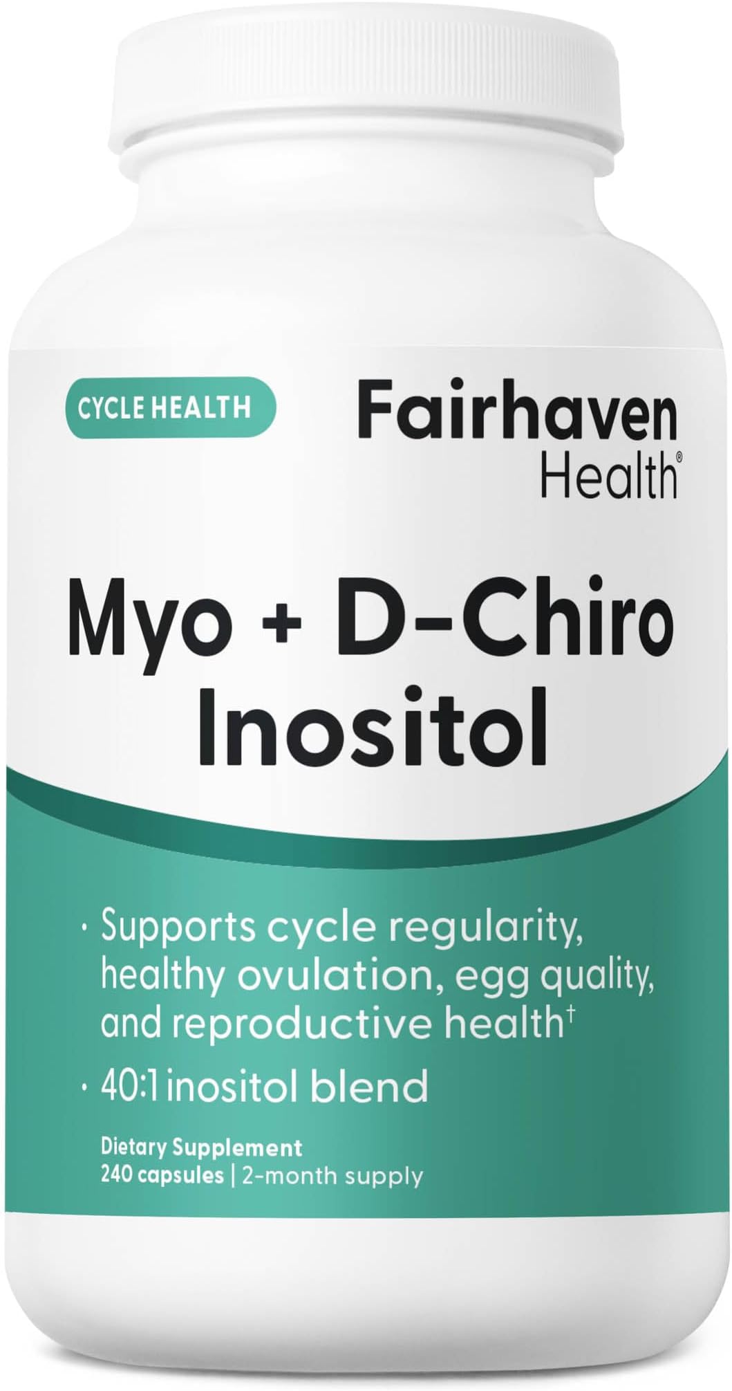 Myo-Inositol and D-Chiro Inositol for Women with PCOS | 40:1 Ratio | Inositol Supplement for Hormone and Ovarian Health | Myoinositol | Vitamin B8 | 240 Capsules