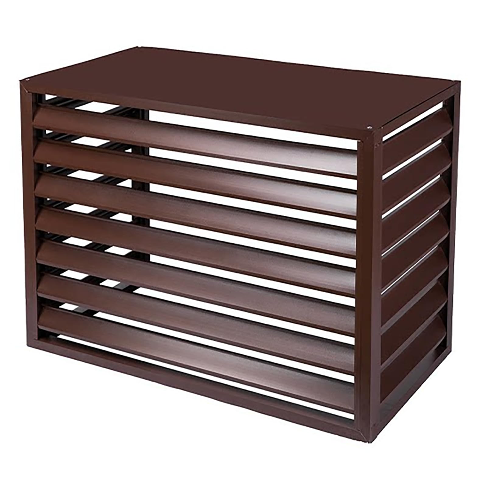 Aluminum Mini-Split Condenser Cover, Outdoor Condenser Protective Cover, Fencing to Hide Air Conditioner,Ideal for Plant Stand and Concealing Ac Unit (4sides-Brown,100x50x70cm)