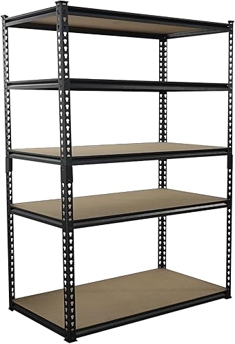 Miniatura 1 de Estantería metálica de 5 niveles en forma de Z, estantes resistentes para almacenamiento en pared, 48 x 24 x 72 pulgadas, 600 librasnivel, estantes