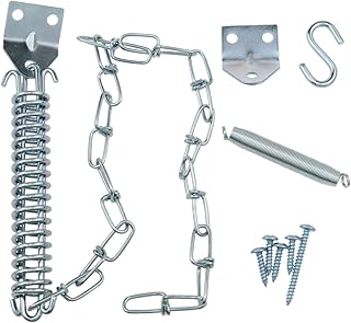 AYLIFU 1 Set Screen Door Chain Screen Door Chain and Spring Door Chain Stopper for Prevent Front Screen Door Opening to Prevent Storm Damage (Silver)