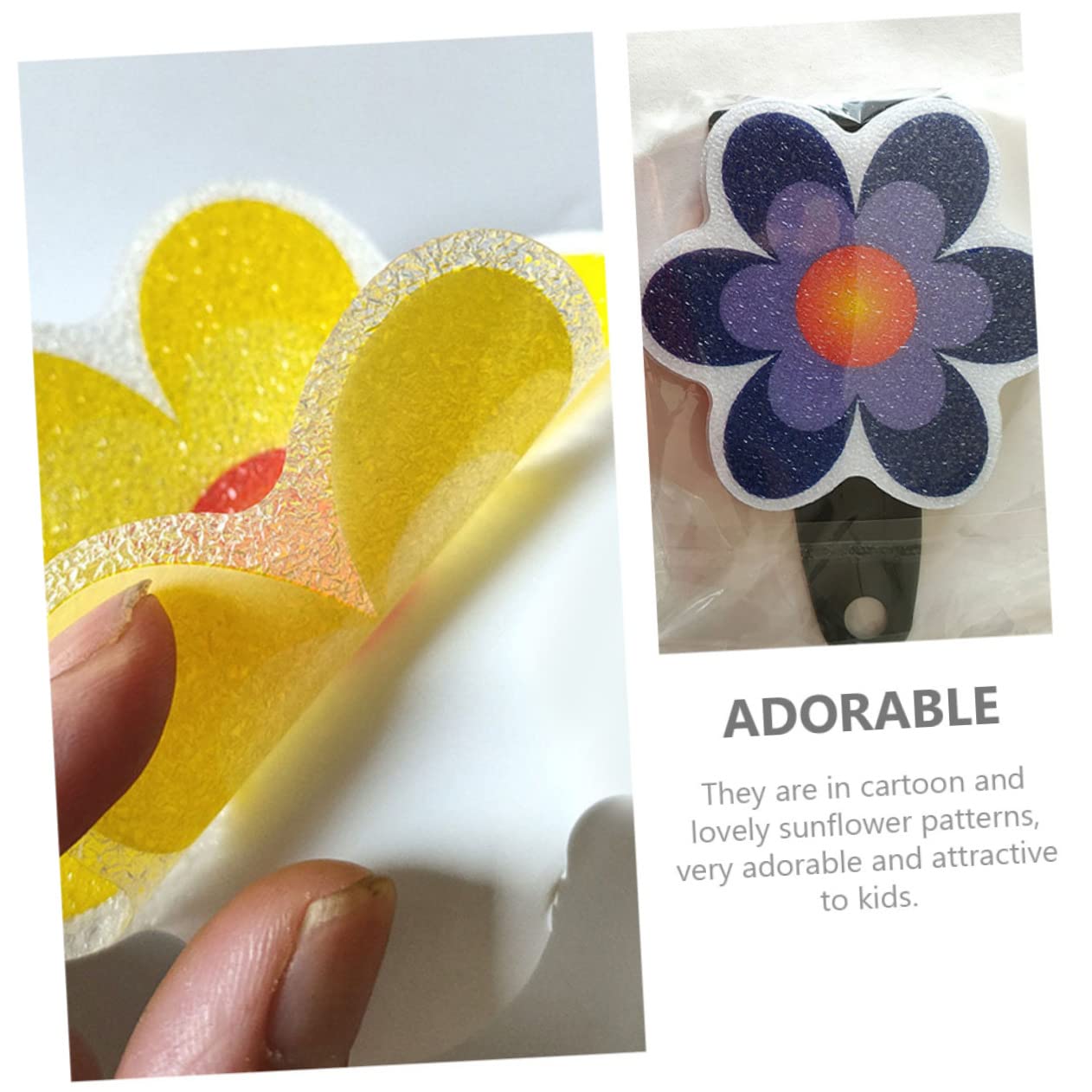 Alipis 4 Juegos Adhesivos Antideslizantes para Flores. Calcomanías Adhesivas para Bañeras Calcomanías para El Piso De La Ducha Niño Pegatina De Pared Girasol De Polivinilo