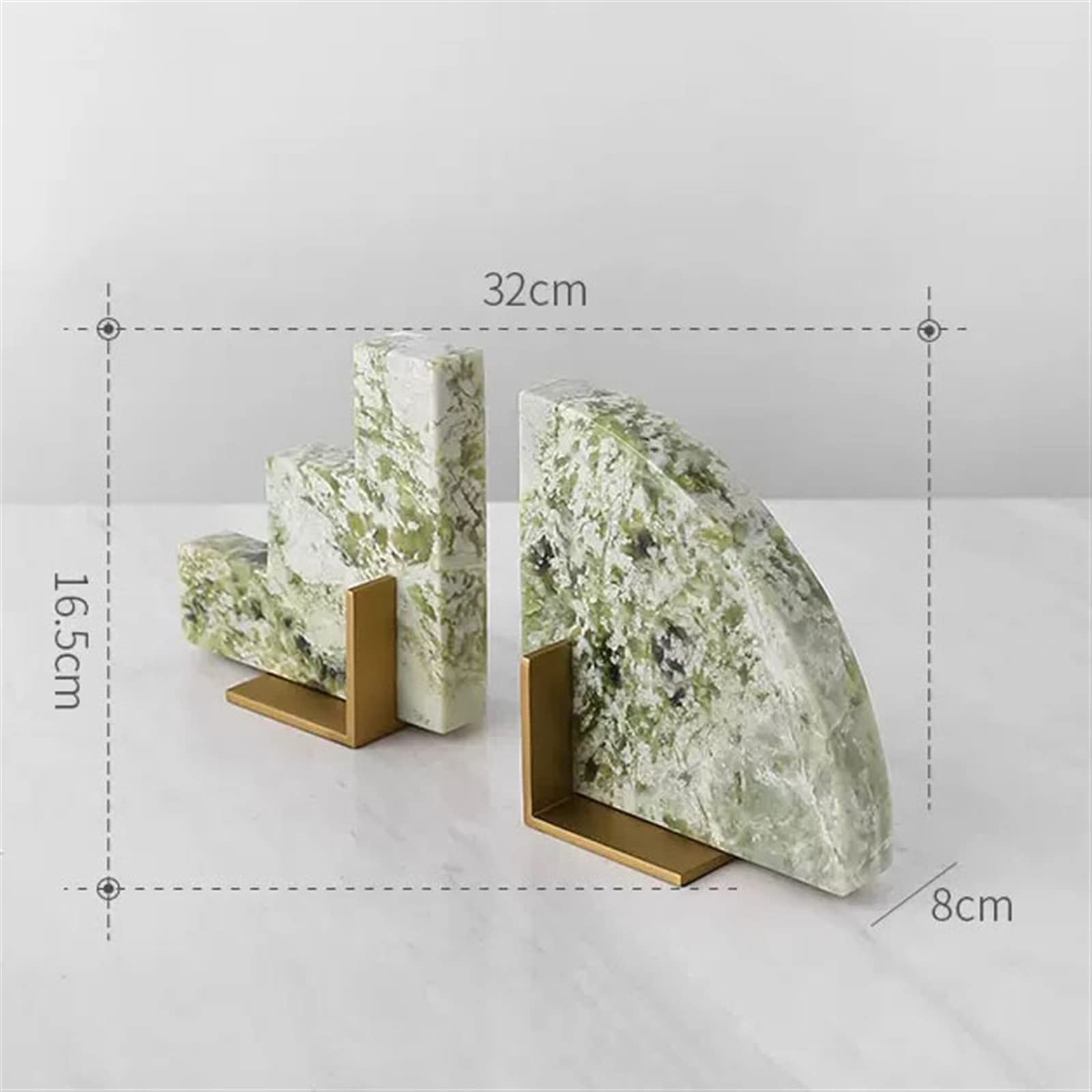 Buchstützen Geometrische dekorative Buchstützen, moderne Marmor-Messing-Buchstützen for Büroschreibtisch, Bücherregal, Raumdekoration, Heimbüro, Bücherständer oder Organizer Buchstützen und Bücherrega
