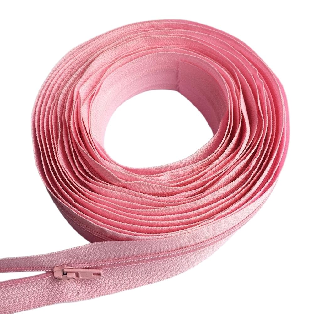 LLZZQQF 1set 3# Nylon Zipper Kit, Length 5Meters Zippers Roll with 10pcs Sliders Durability for Tailor Sewing(Pink)