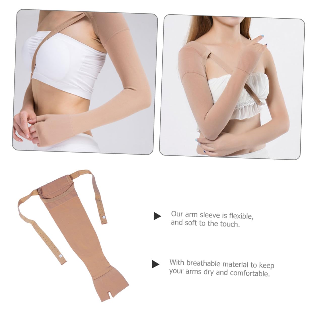 Elastic Arm Sleeve Compression Support Breathable Arm Protection Sleeve for Post-operative Use Skin Tone Right Hand and Edema Treatment