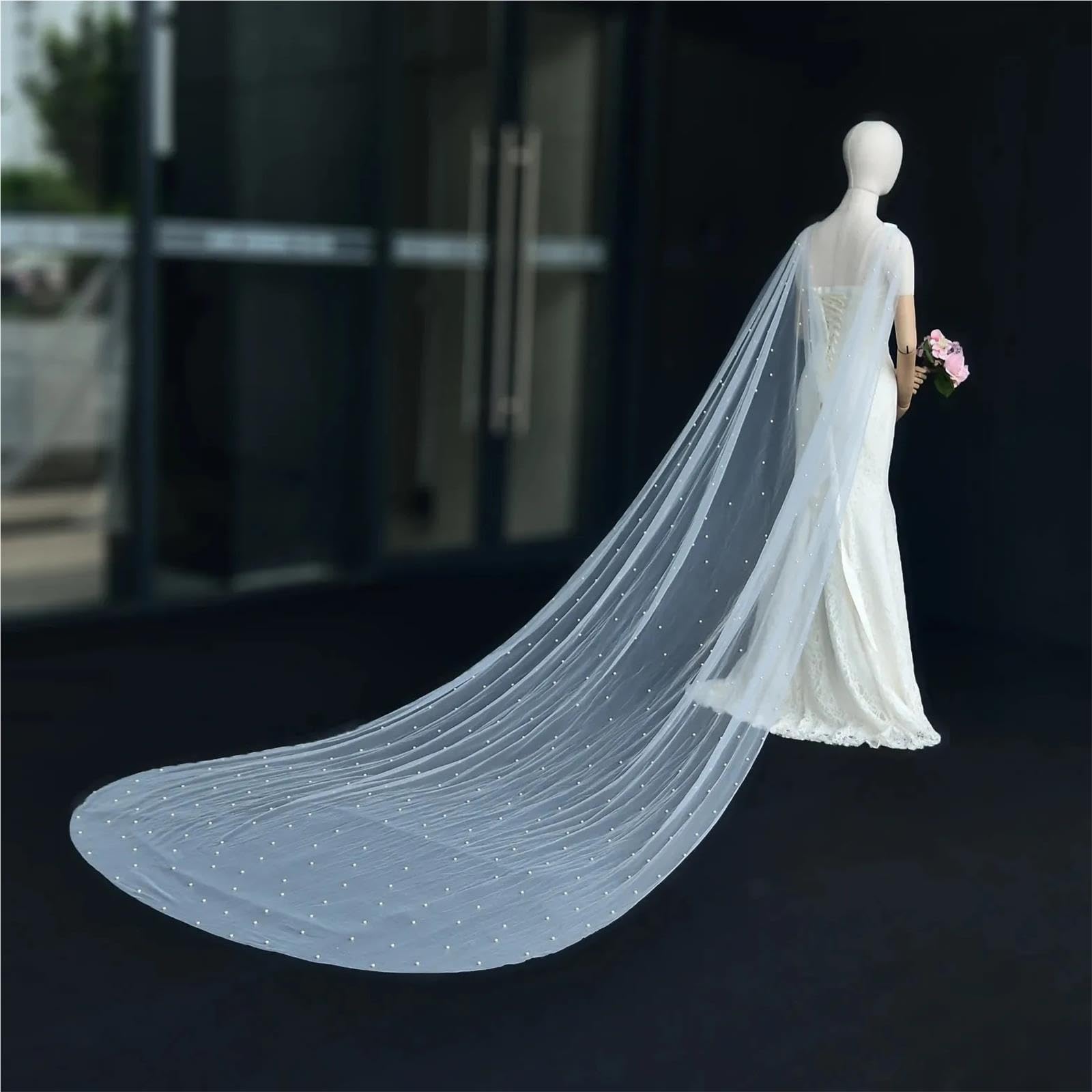 Scialle Donna Elegante Scialle da sposa in tulle di perle