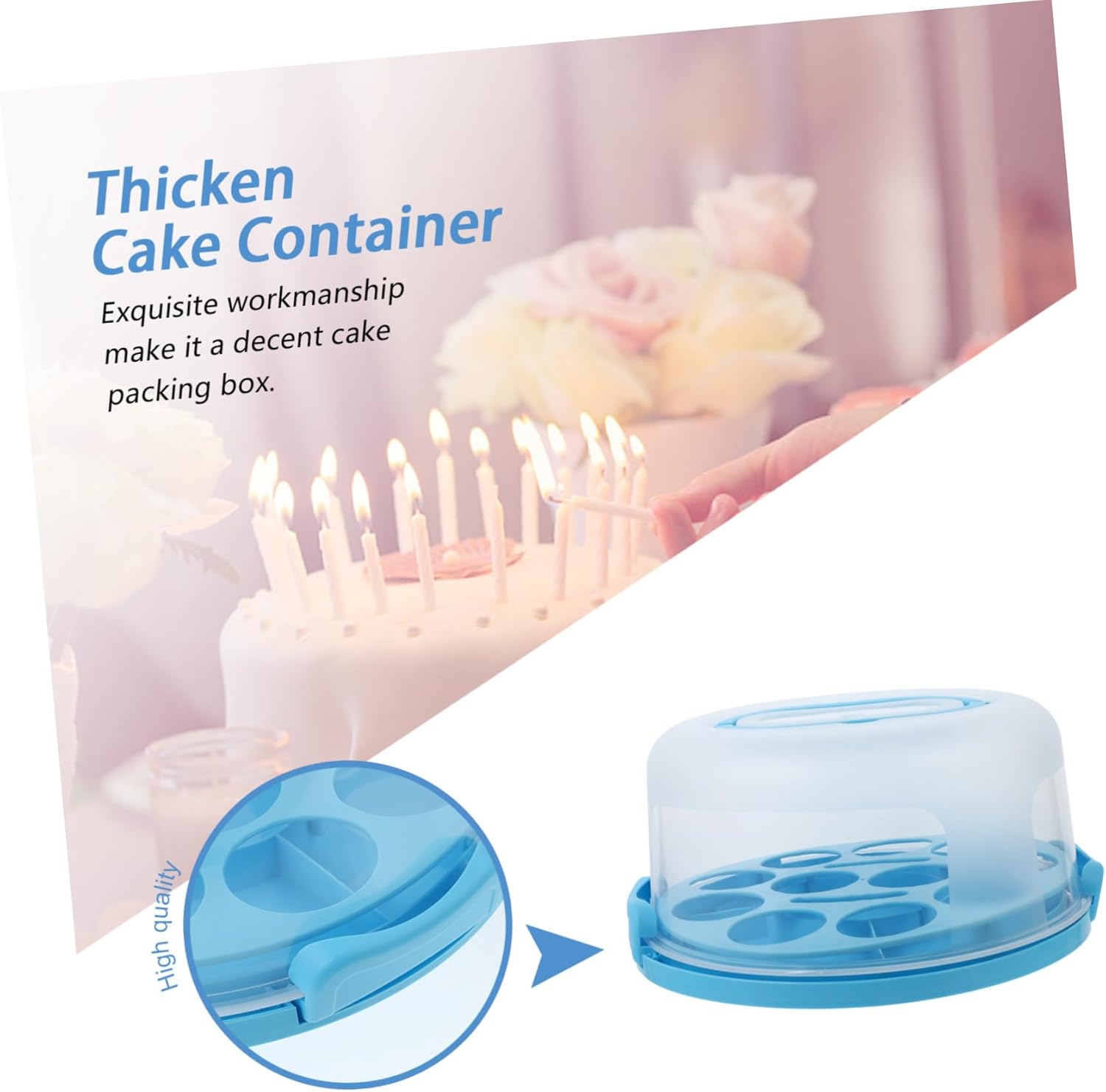 IMIKEYA 10 Inch Thicken Cake Box Handle and Tray Reusable Cake Carrier Portable Cake Packing Box New Design