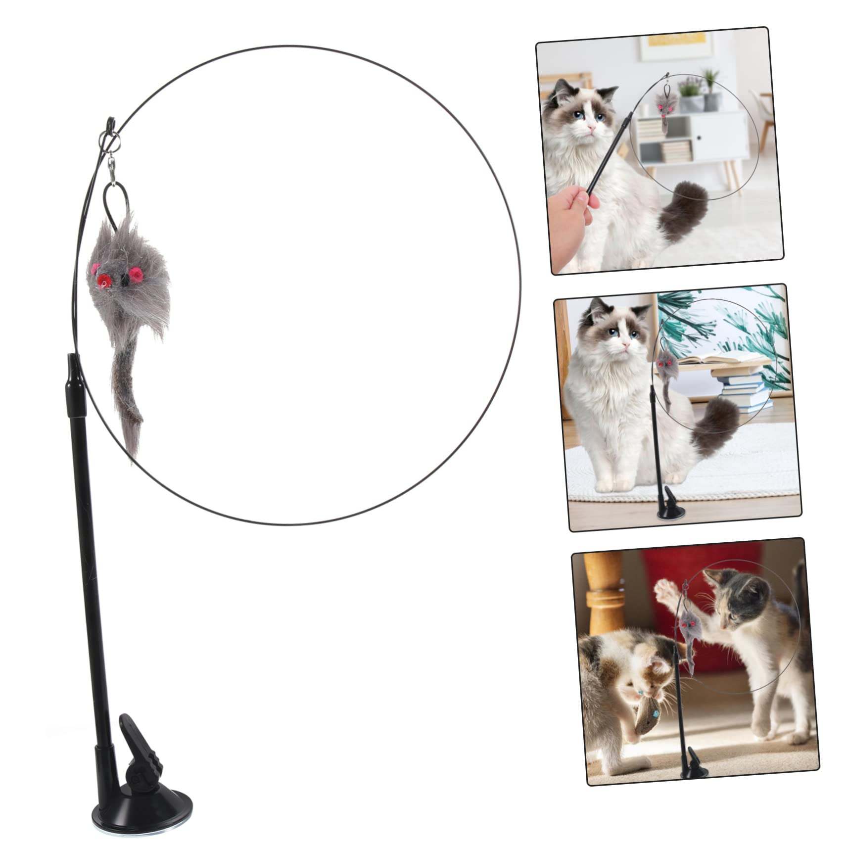Milisten Jouet Interactif pour Chat Intérieur avec Ventouse Et Canne Amovible Stimule Exercice Et Amusement des Chats Et Chatons