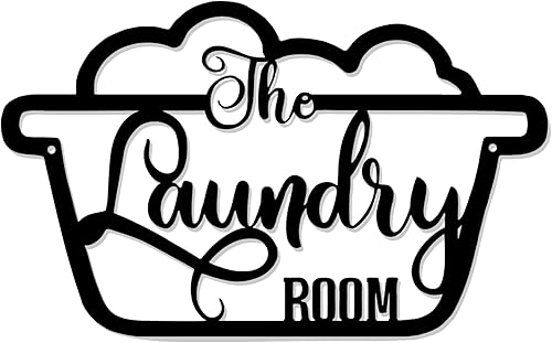 Letrero decorativo para cuarto de lavado, decoración de pared de metal vintage, decoración rústica y bonita para colgar en el cuarto de lavado,