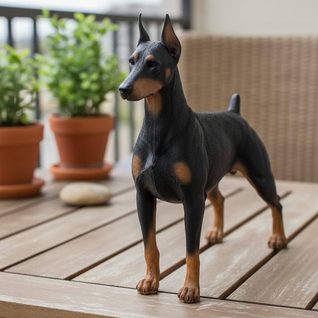 Amazon.co.jp: 快適な時間7インチのドーベルマン犬の置物、リアルな