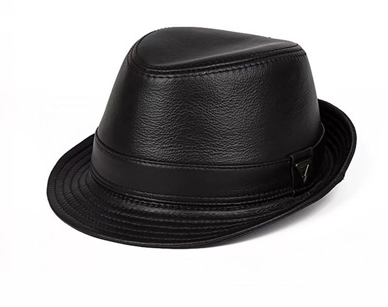 Lifup Hommes Chapeau Fedora Cuir Imperméable Chapeau de Jazz, Rétro à Bords Roulés Casquettes Souples Chapeaux Melon