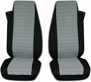 Texmar Fundas de asiento de camión Premium color negro y gris Lux, 2 piezas