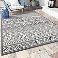 Outdoor Rug Carpet 6x9 ft, Flatweave Textured Outdoor Patio Rug Non Slip Indoor Outdoor Rugs with Rubber Particles Backing Boho Outdoor Area Rug for Patio Deck Front Porch Backyard Balcony