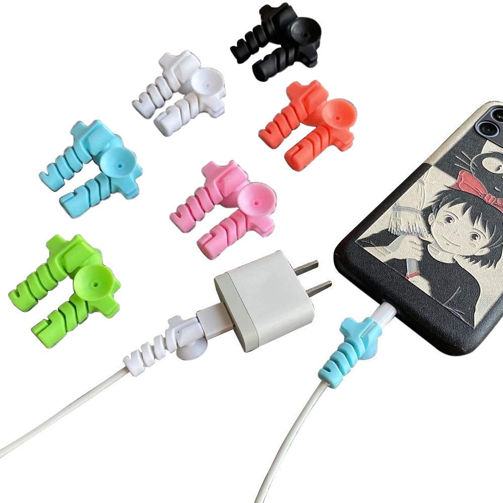Rhymestore Cable Cord Protector Saver for Any Data Cable Wire for Samsung Oneplus Android USB Micro USB C Type Cables Pack of - 8 (Suction Winder)