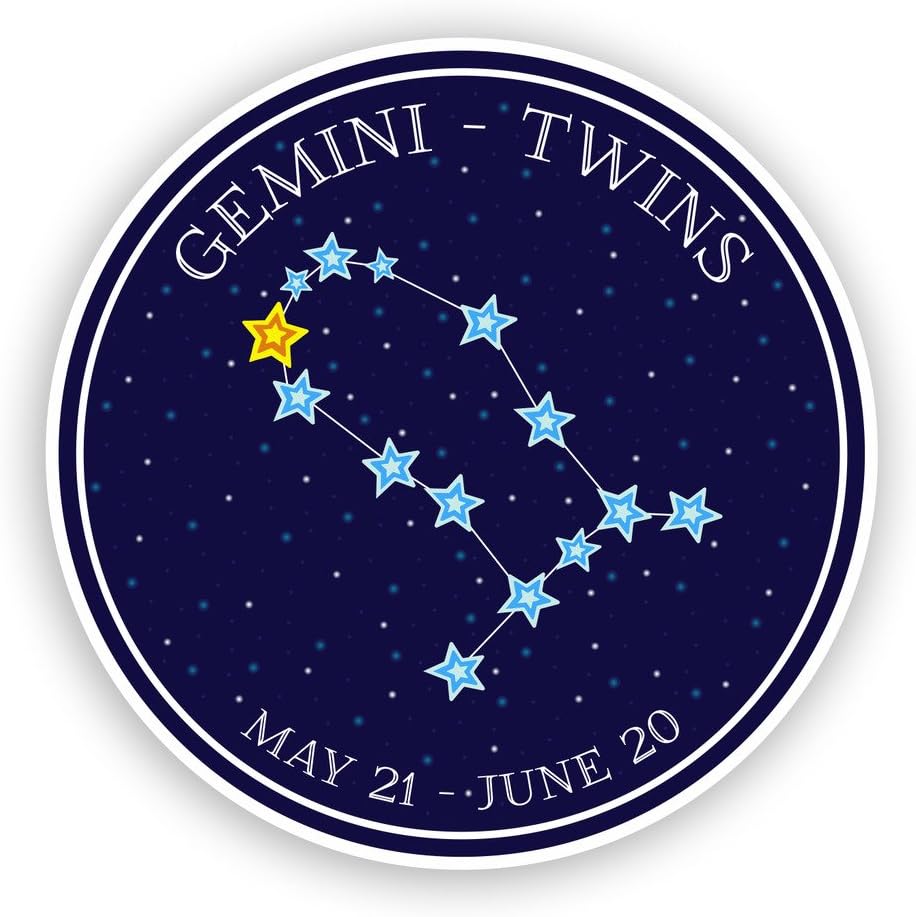 2 x 25cm/250mm Gemini - Twins Horoscope Constellations Vinyl Stickers #7474