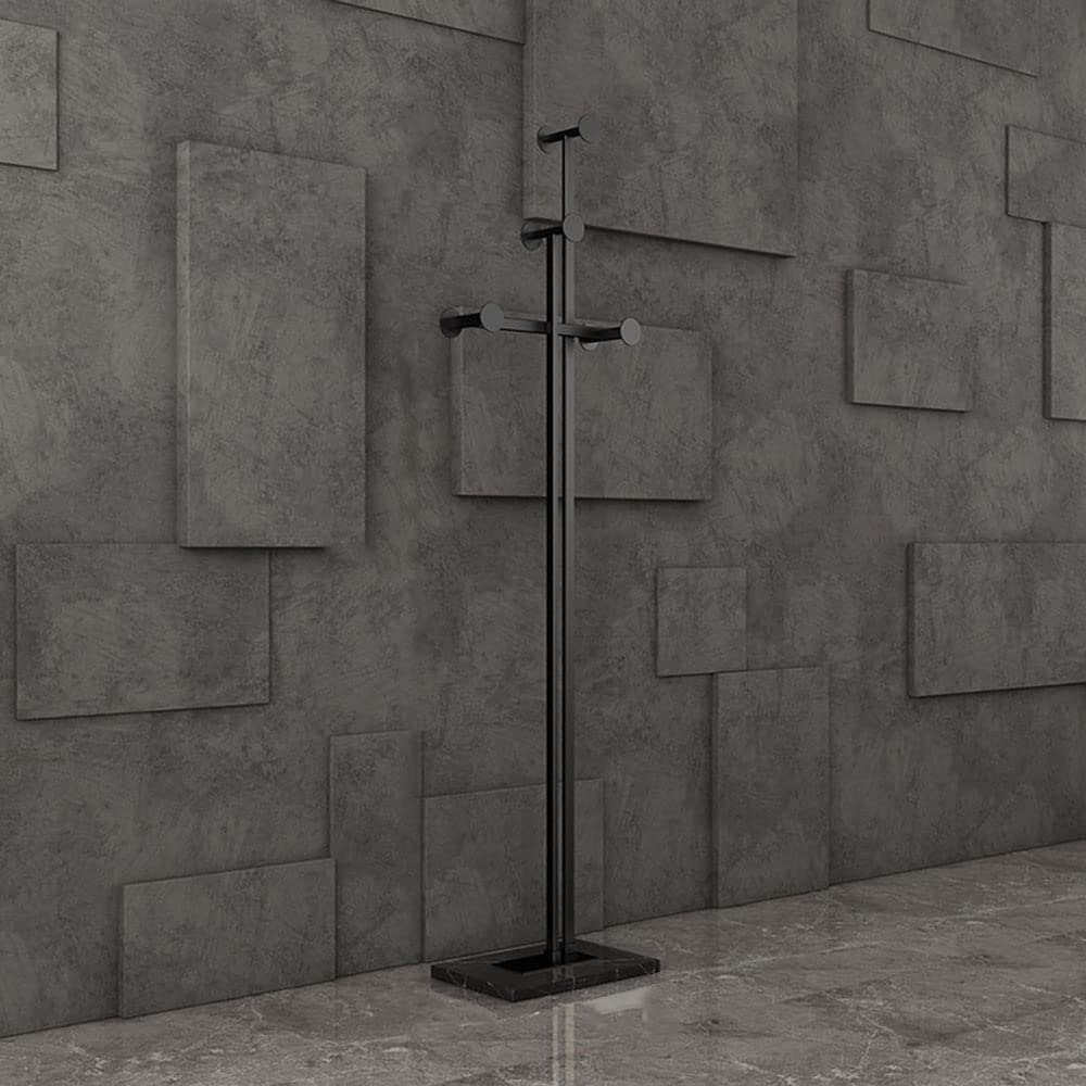 Glam - Perchero metálico para pasillo, moderno colgador de pie para sala de estar, dormitorio, entrada, elegante diseño negro, 15 x 10.2 x 66.9 pulgadas, ahorra espacio