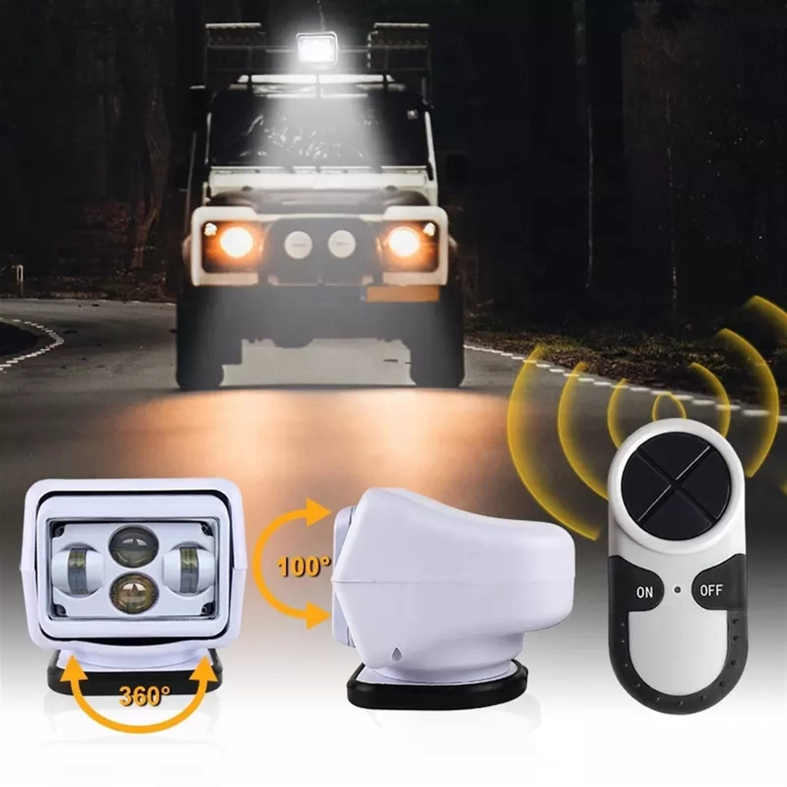 Auto Draadloos Zoeklicht 360 Graden Roterend Werkend Schip Zoeklicht 12V24V Opvouwbaar Afstandsbedieningslicht,12V