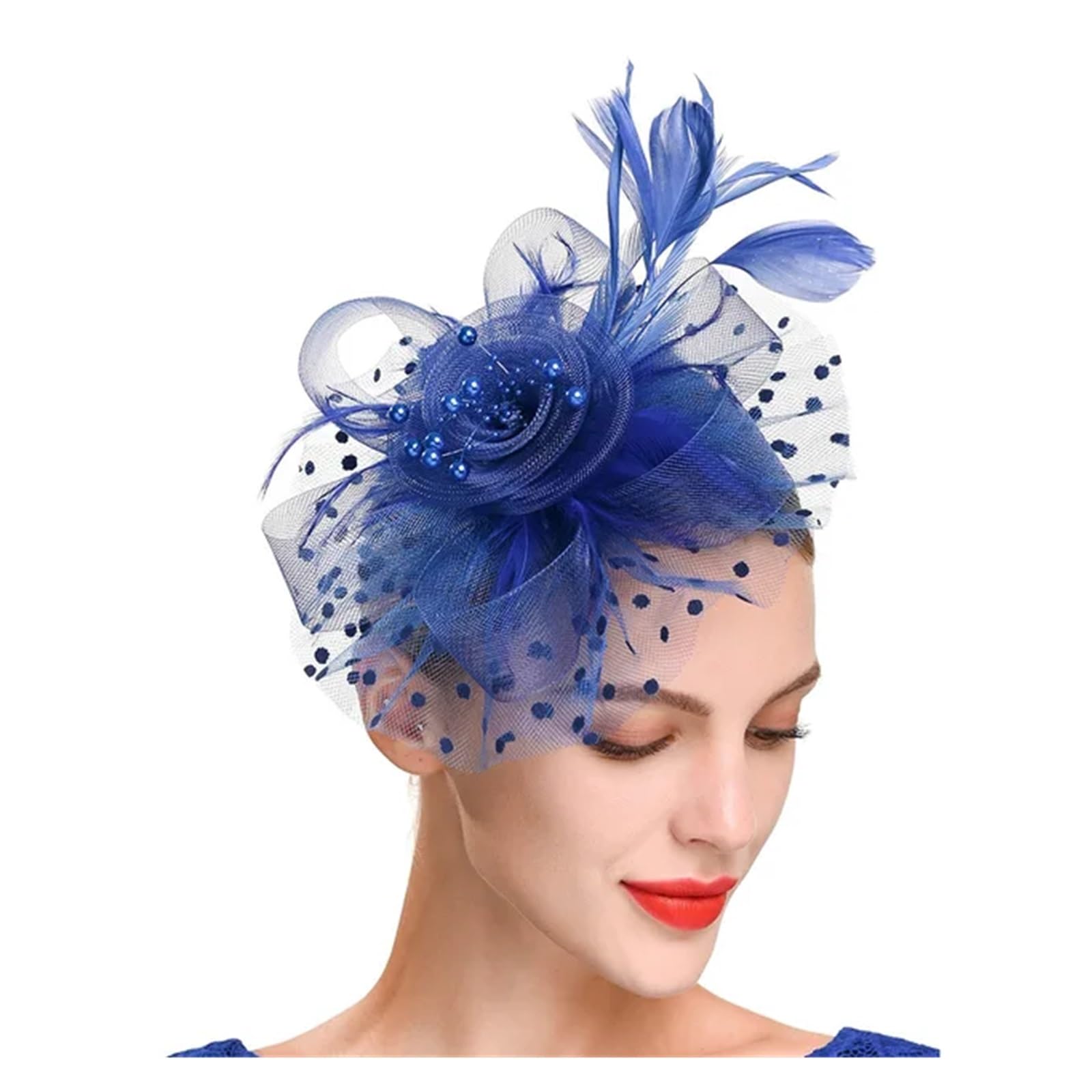 UALXPAO Wedding Hats Vintage Fascinators For Women Ascinator Hats For Wedding And Church Headband Hat Caps Tea Party for Tea Party,Weddings(Blue2)