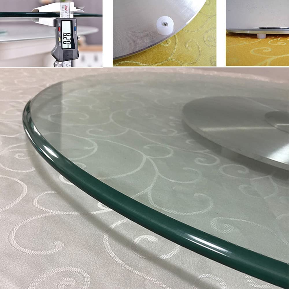 Plateau tournant rond en verre trempé de 70 cm avec base en métal et ne s'incline pas facilement