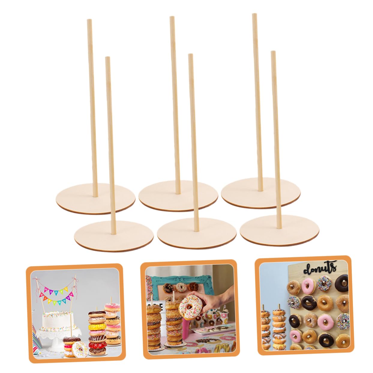 Abaodam 8piezas Soporte De Donuts Para Eventos Estante Reutilizable Para Dulces y Rosquillas Decoración Para Bodas y Fiestas Diseño Elegante y Resistente