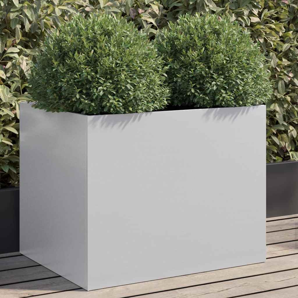 Donica ogrodowa srebrna 62x47x46 cm stal ocynkowana do kwiatów balkonowa patio nowoczesna doniczka metalowa odporna na rdzę do samodzielnego montażu dekoracyjna