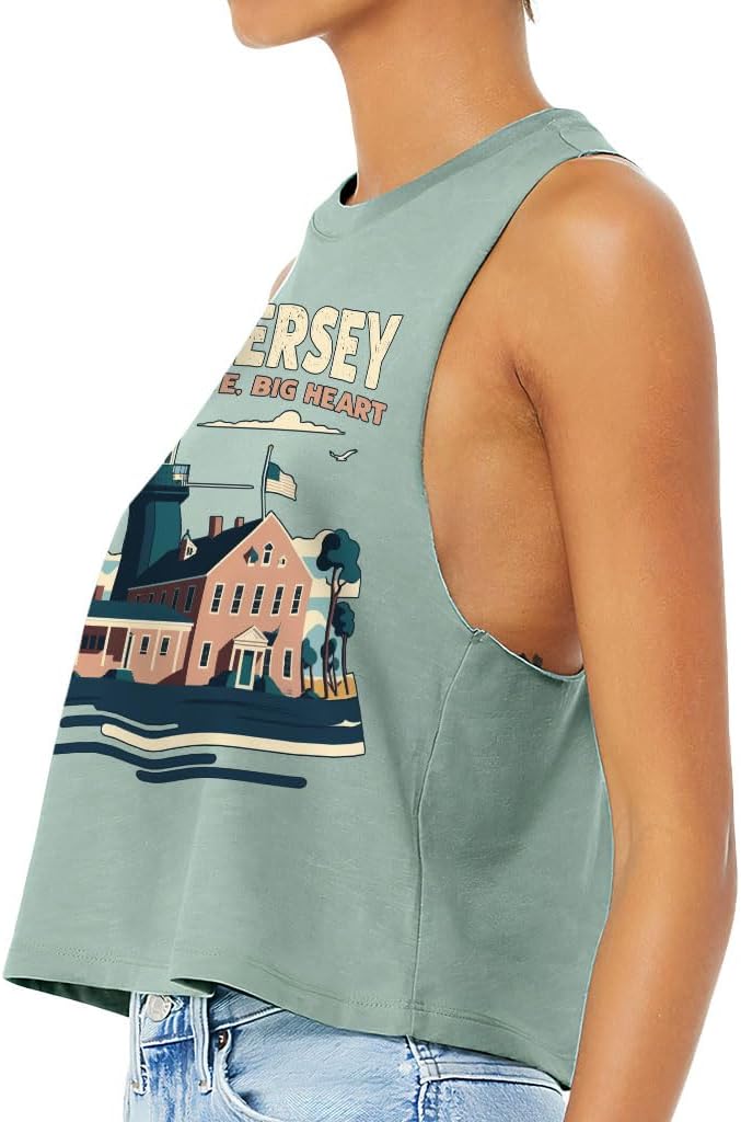 New Jersey Racerback Cropped Tank - Digital Art Women's Tank - Trendy Tank Top