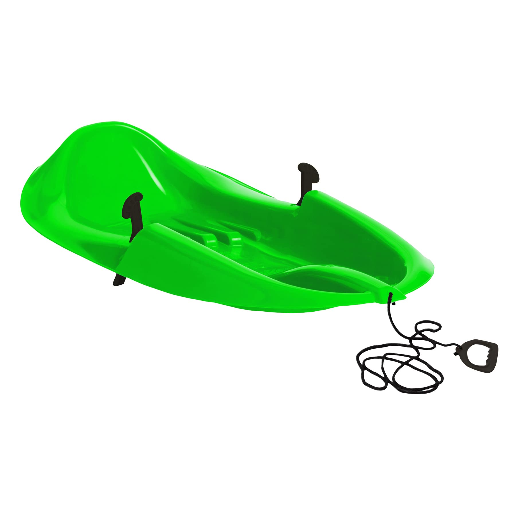 Era 38-inch Megablitzen Adventurer Sled with Hand Brakes and Tow Rope — 1 Rider Kids' Plastic Toboggan, Green