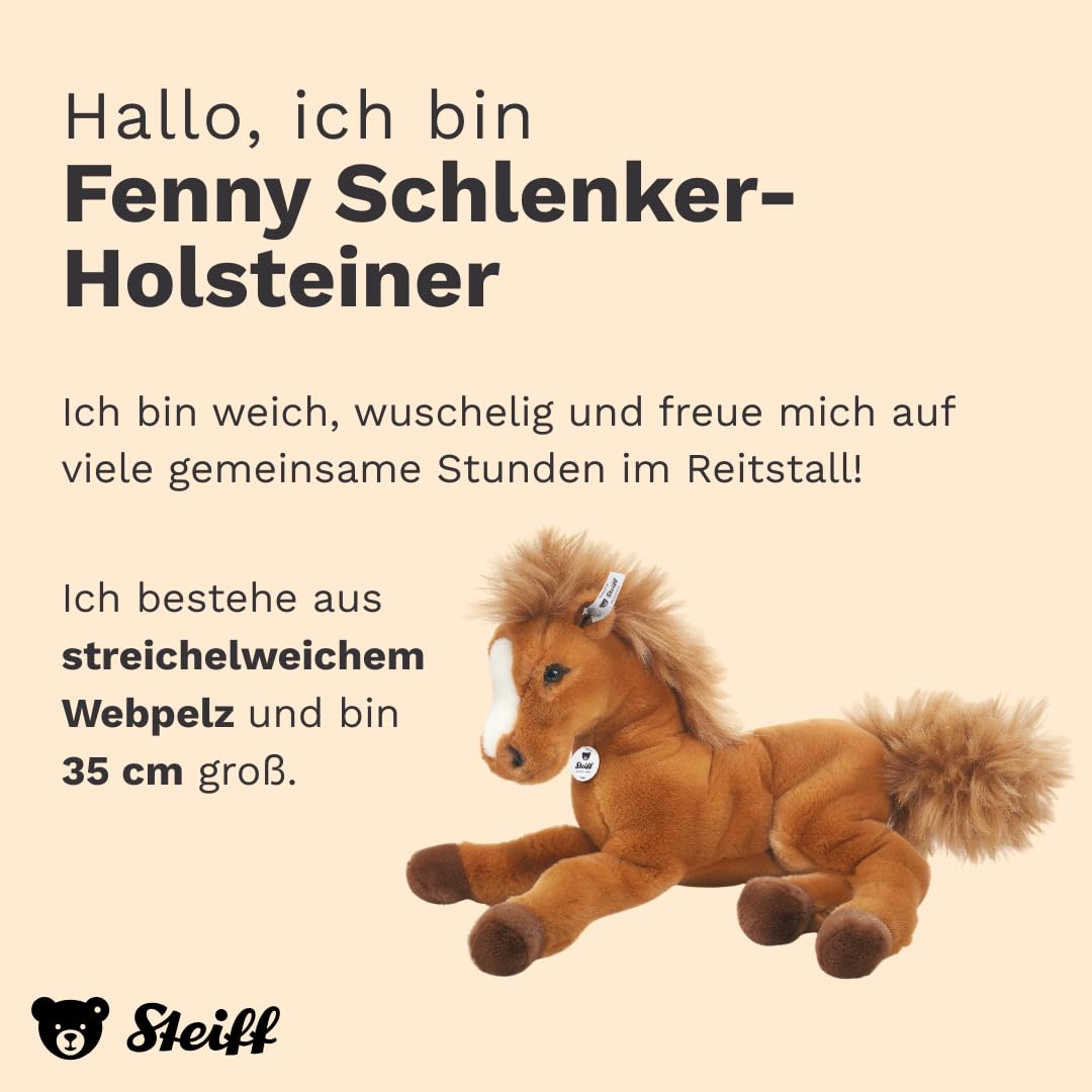 Steiff Kuscheltier Fenny Schlenker-Holsteiner, Süßes Stofftier mit Kunststoffaugen, Kinder, Jungen & Mädchen, Plüschtier 35 cm, Hellbraun, 070082