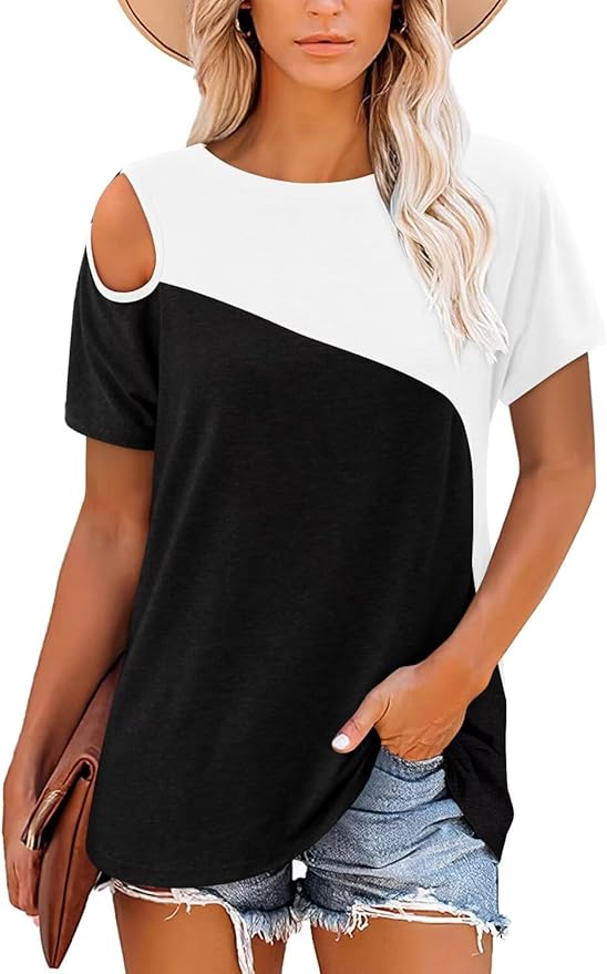 KISSMODA Summer Short Sleeve T Shirt Loose Fit Casual Dressy Women Top 2025 Trendy Ladies Fashion Blouses(S-3XL)